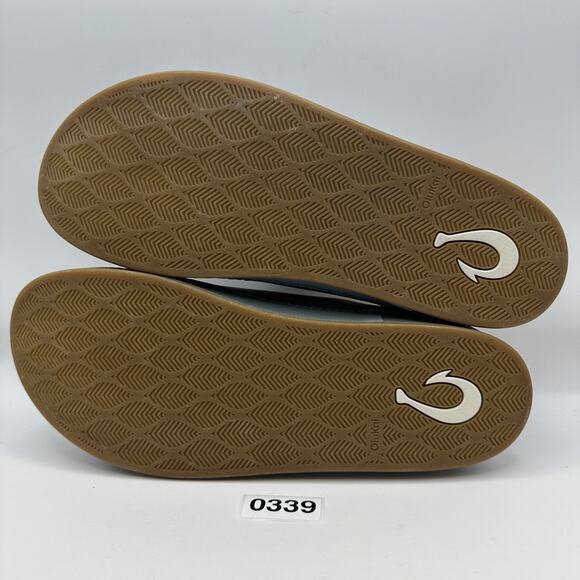 OLUKAI Men's 11 HAMANI Leather Slides Rubber Outsole - Picture 4 of 6